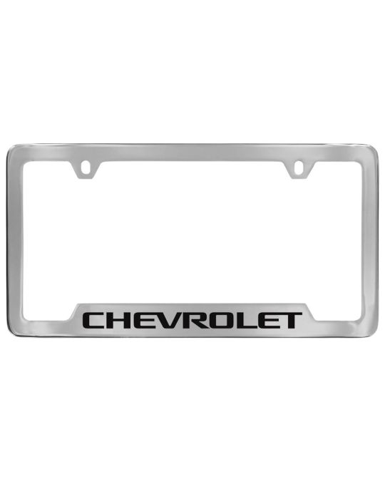 Chevrolet License Plate Frame By Baron & Baron Polished Chrome With Black Chevrolet Script Logo