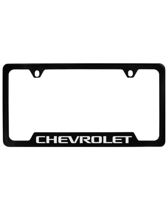 Chevrolet License Plate Frame By Baron & Baron Black With Chrome Chevrolet Script Logo