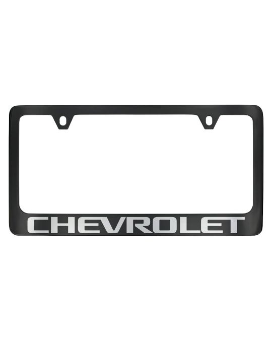 Chevrolet License Plate Frame By Baron & Baron Black With Chrome Chevrolet Script Logo