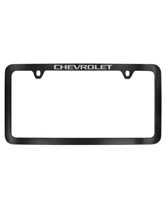 Chevrolet License Plate Frame By Baron & Baron Slimline Black With Chrome Chevrolet Script Logo