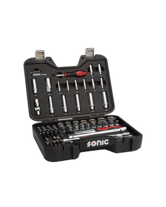 Chevrolet 61 Piece Tool Kit With 3/8 Inch Driver Socket Set In Mobile Case By SONIC Tools