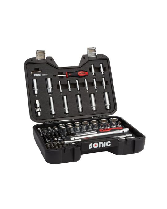 Chevrolet 94 Piece Tool Kit With 1/4 Inch & 1/2 Inch Driver Socket Sets In Mobile Case By SONIC Tools