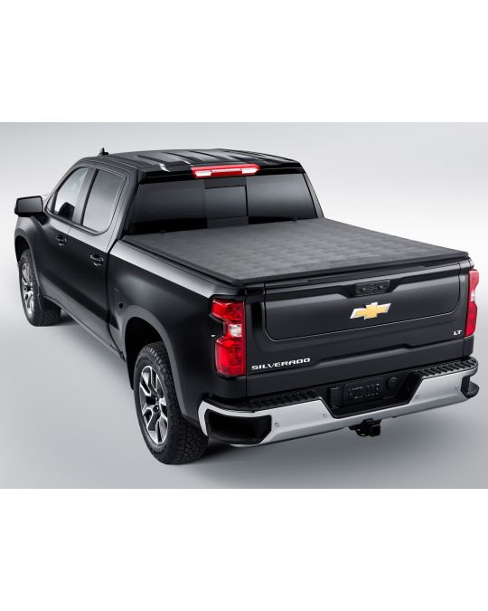 Chevrolet Soft Tri Fold Tonneau Cover In Black By Advantage For Crew Cab Short Bed