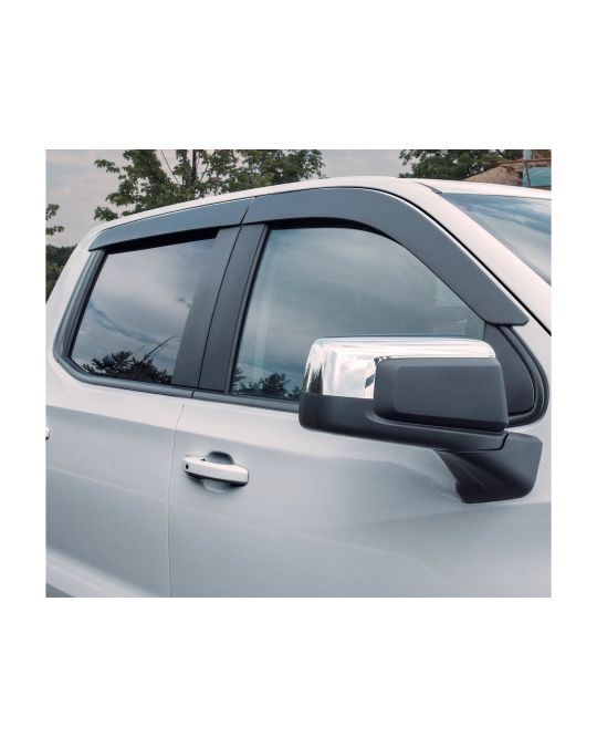 Chevrolet Tape-On Side Window Air Deflectors Kit Of Four By LUND Matte Black For Crew Cab