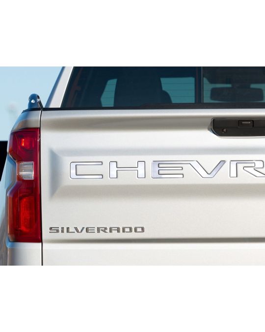 Chevrolet Tailgate Lettering 3D Polished Chrome Stamped Stainless Steel CHEVROLET By NoxLux Chrome