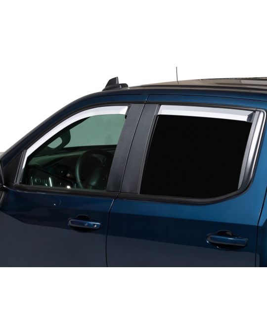 Chevrolet Low Profile In Channel Side Window Air Deflectors Kit Of Four By Putco Chrome For Crew Cab