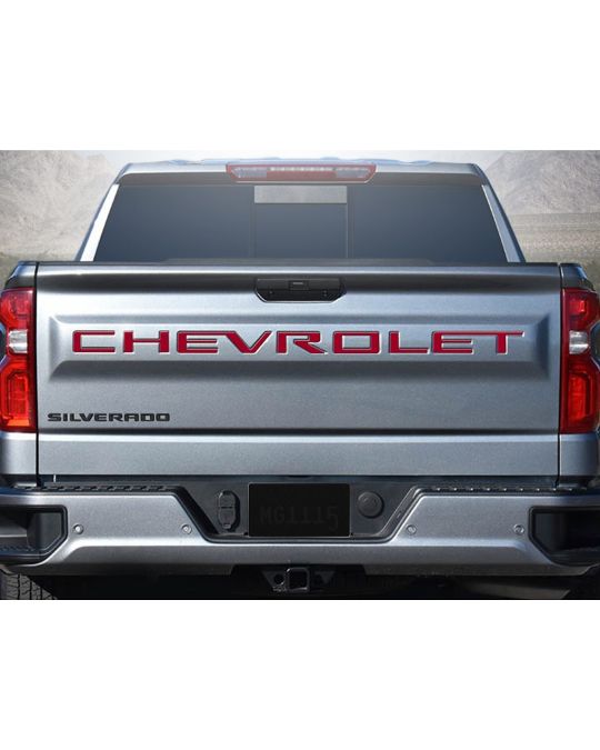 Chevrolet Tailgate Lettering 3D Urethane CHEVROLET By NoxLux In Gloss Red