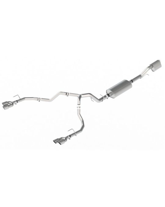 Chevrolet Performance 6.2L Cat Back Exhaust System Dual Rear Exit Through The Bumper With Quad Chrome Exhaust Tips By Borla For Short Wheelbase Models