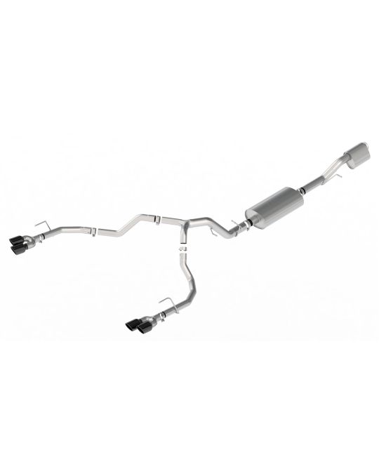 Chevrolet Performance 6.2L Cat Back Exhaust System Dual Rear Exit Through The Bumper With Quad Black Chrome Exhaust Tips By Borla For Short Wheelbase Models