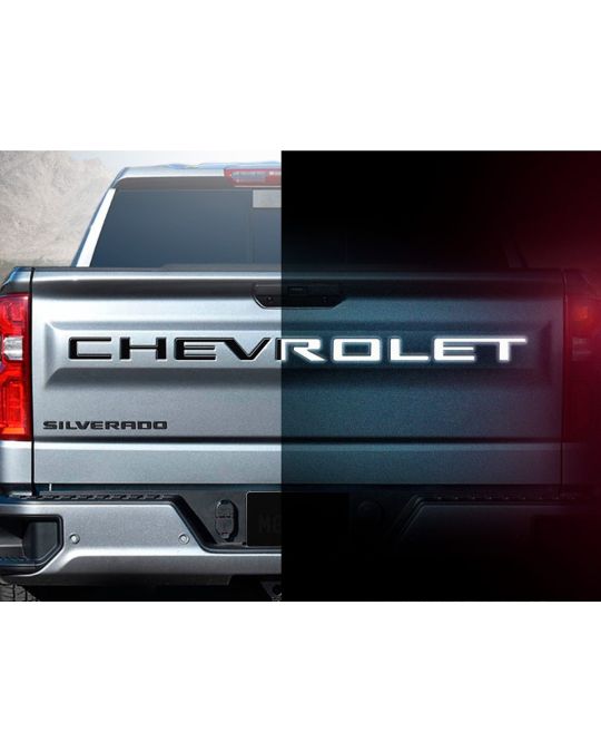 Chevrolet Tailgate Lettering 3D Urethane CHEVROLET By NoxLux In Gloss Black Reflective