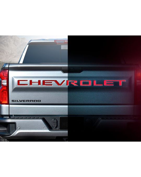 Chevrolet Tailgate Lettering 3D Urethane CHEVROLET By NoxLux In Gloss Red Reflective
