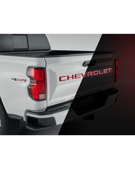 Chevrolet Tailgate Lettering 3D Urethane Decal By Nox-Lux Gloss Red Reflective