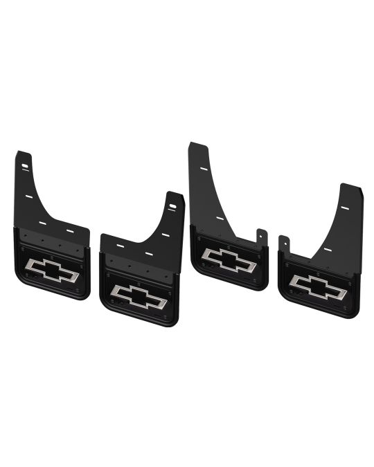 Chevrolet Rubber Gatorback Mud Flap Kit For Front And Rear Black With Bowtie Logo