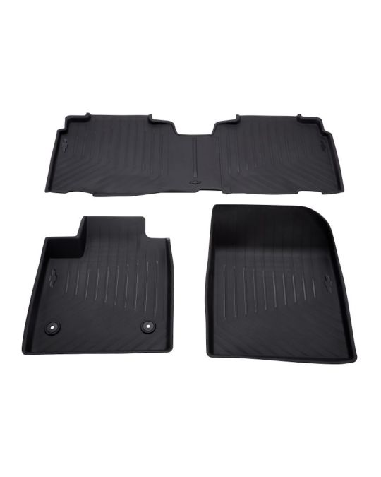 Chevrolet Premium All Weather Floor Liners Three Piece Kit For First And Second Rows Jet Black With Bowtie Logo