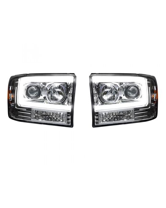 Recon Projector Headlights OLED Halos & DRL In Clear / Chrome