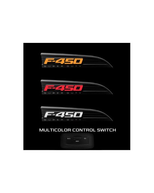 RECON Ford F450 Illuminated Fender Emblems - Black Chrome