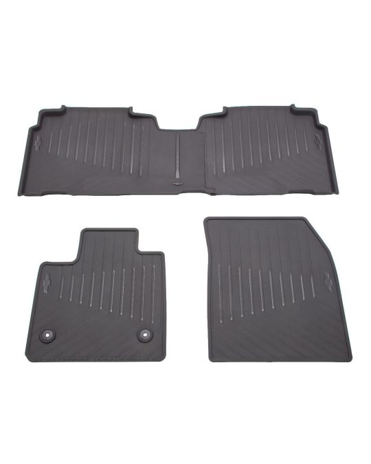 Chevrolet All Weather Floor Mats Three Piece Kit For First And Second Rows Jet Black With Bowtie Logo