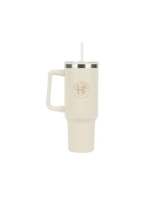 Alfa Romeo Stainless Steel Travel Mug Cream Color With Alfa Romeo Logo 40 Ounce