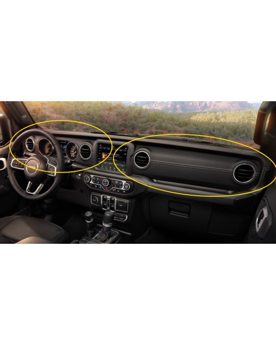 Mopar Dashboard Panel Trim Kit Black Leather & White Stitching Sahara