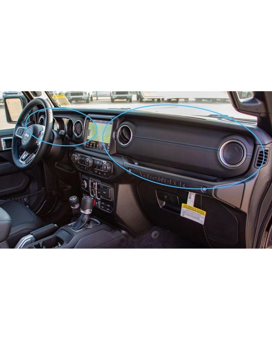 Mopar Dashboard Panel Trim Kit Black Leather & Blue Stitching 4xe