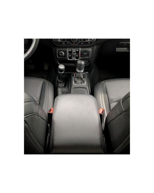 Mopar Center Console Armrest Black Leather & White Stitching Sahara