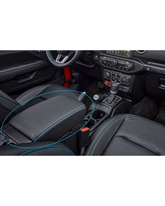 Mopar 4xe Center Console Armrest Black Leather & Blue Stitching