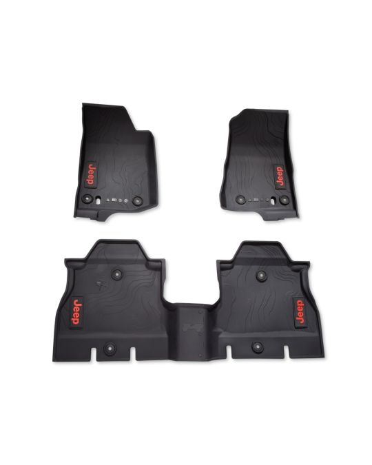 Mopar Rubber Floor Mats 4 Door With Red Jeep Logo