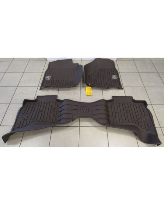 Mopar Rubber Mats Bucket Style Front & Rear Brown For Quad Cab