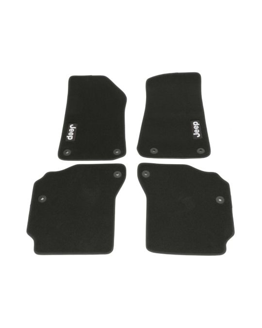 Mopar Floor Mats Set Of Four Black With Light Tungsten Jeep Logo