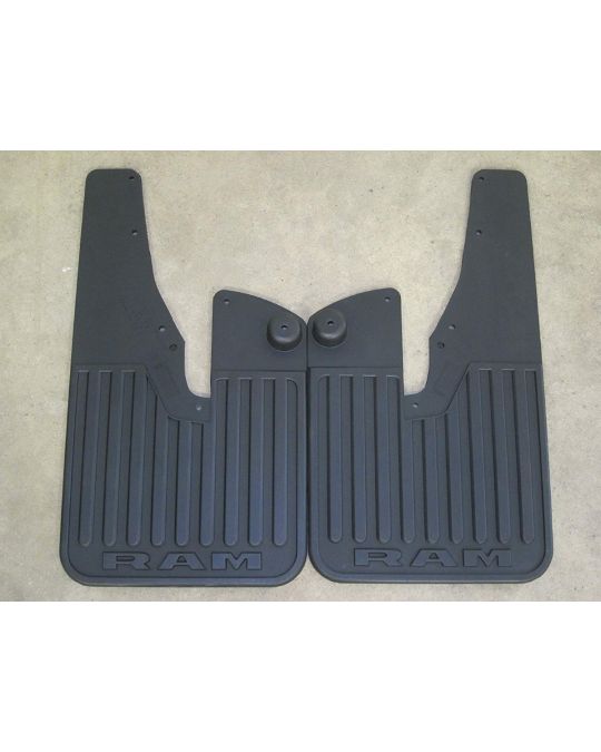 Mopar Flat Splash Guards Black With RAM Logo Front Pair For Vehicles With Fender Flares