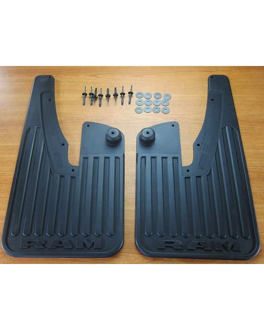 Mopar Flat Splash Guards Black With RAM Logo Front Pair For Vehicles Without Fender Flares