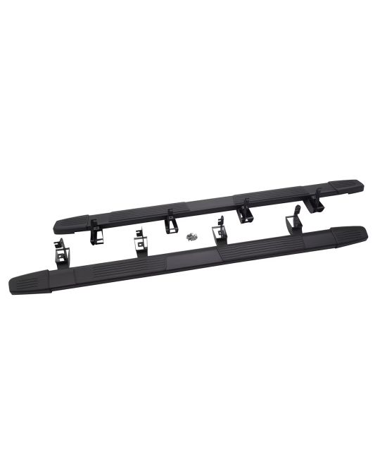 Chevrolet 6 Inch Rectangular Wheel To Wheel Assist Steps In Black For Crew Cab Standard Bed