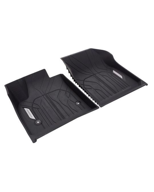 Chevrolet First Row Premium Bucket Style All Weather Floor Liners In Jet Black With Chevrolet Script
