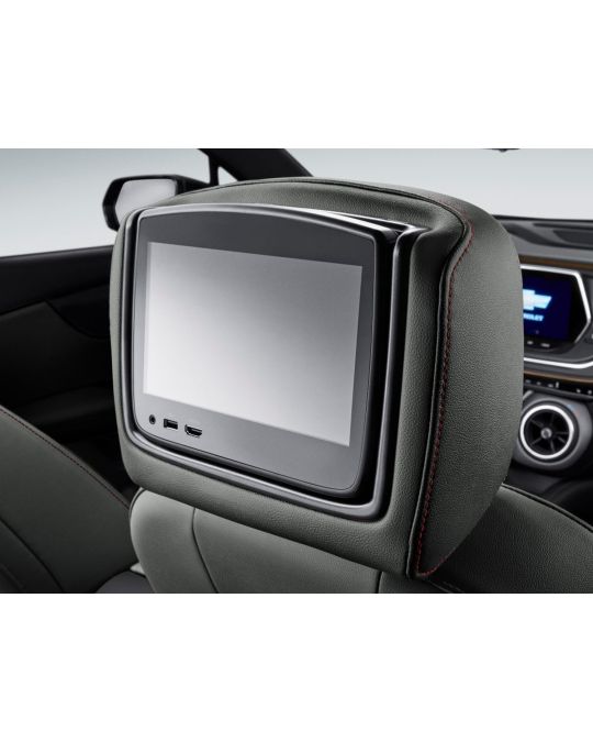 Chevrolet Rear Seat Infotainment System With DVD Player In Jet Black Leather With Maple Sugar Accents And Stitching