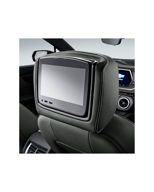 Chevrolet Rear Seat Infotainment System With DVD Player In Jet Black Leather With Light Galvanized Stitching