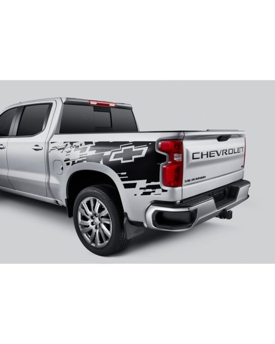 Chevrolet Bedside Decal Package Black With Chevrolet Bowtie Logo For Standard Bed