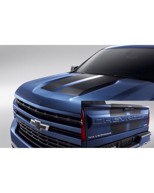 Chevrolet Black Rally Stripe Graphics Package For Hood Tailgate And Chevrolet Letters