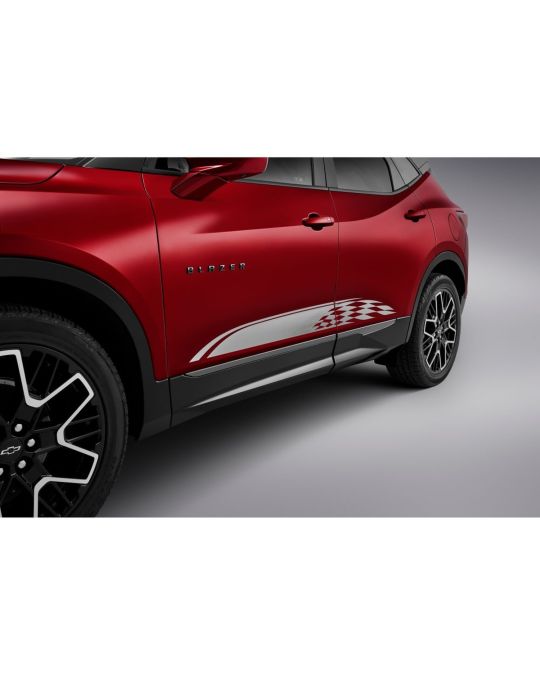 Chevrolet Bodyside Decal Package Silver Checkered Flag Design