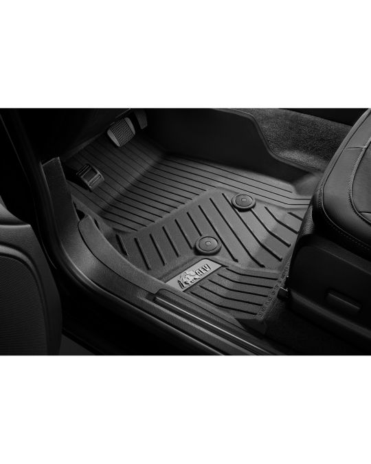 Chevrolet First Row Premium All Weather Floor Liners In Jet Black With Bison Logo