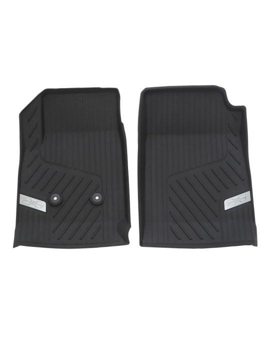 Chevrolet First Row Premium All Weather Floor Liners In Jet Black With Chrome Bowtie Logo