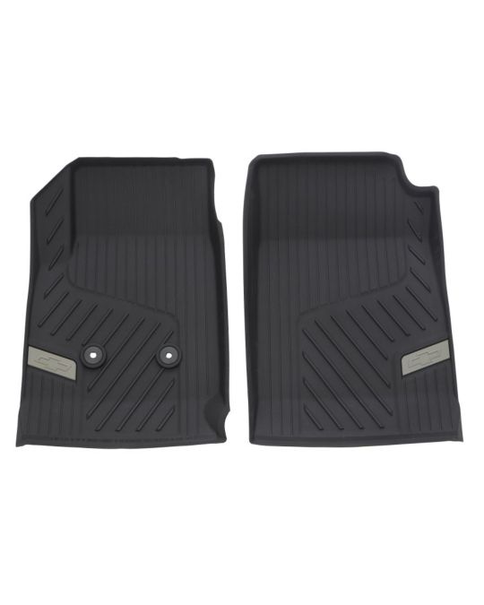 Chevrolet First Row Premium All Weather Floor Liners In Jet Black With Bowtie Logo
