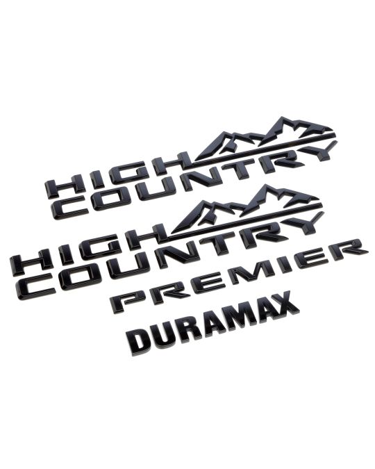 Chevrolet Black Emblems Four Piece Kit HIGH COUNTRY / PREMIER / DURAMAX Badges For Fenders And Tailgate