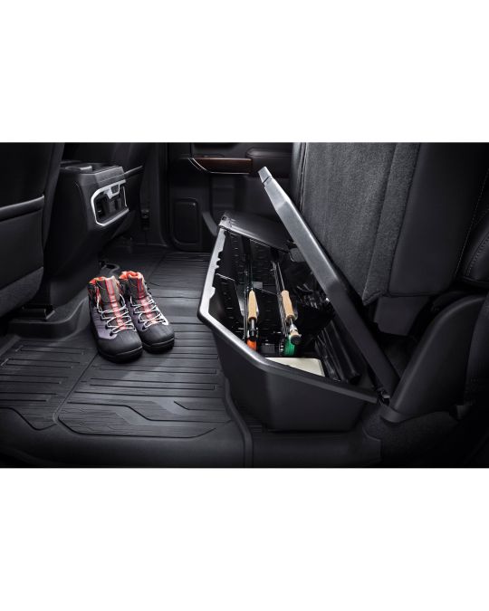 Chevrolet Under Rear Seat Lockable Storage Organizer In Black For Crew Cab