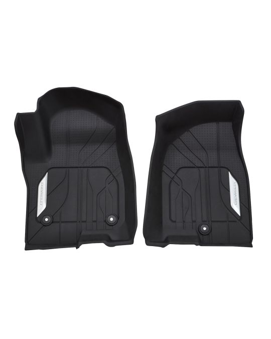 Chevrolet Premium All Weather Floor Liners In Jet Black With Chrome Logo For First Row