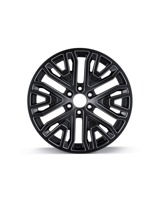 Chevrolet 22x9 Inch Aluminum 6-Split-Spoke Wheel In Low Gloss Black With Machined Accents