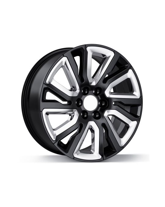 Chevrolet 22x9 Inch Aluminum 6-Split-Spoke Wheel In Gloss Black With Chrome Inserts