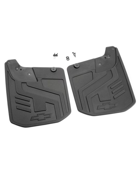 Chevrolet Rear Flat Splash Guards For Z71 In Black With Bowtie Logo
