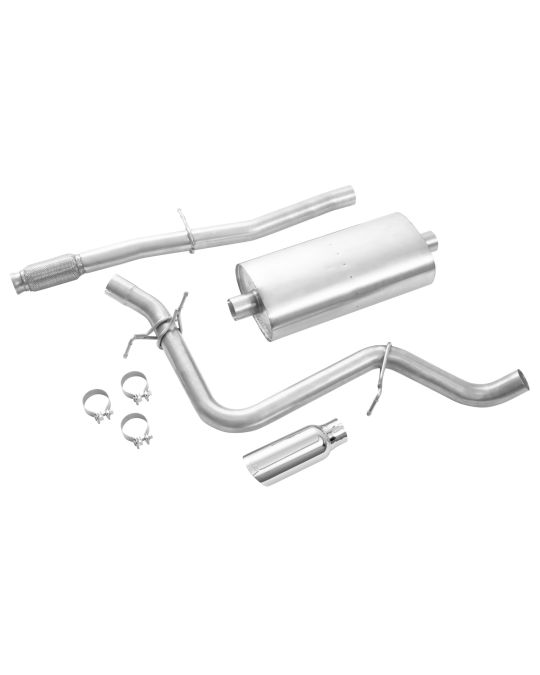 Chevrolet Performance 5.3L Cat-Back Single Exit Exhaust Upgrade System For Long Wheelbase By Borla With Polished Tip & Bowtie Logo