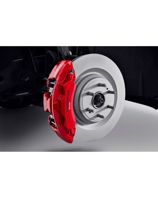 Chevrolet Performance Front 6-Piston Brembo Brake Upgrade System In Red With Chevrolet Performance Logo