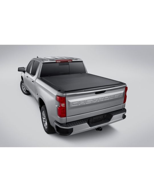 Chevrolet Soft Roll Up Tonneau Cover Black With Bowtie Logo For Standard Bed